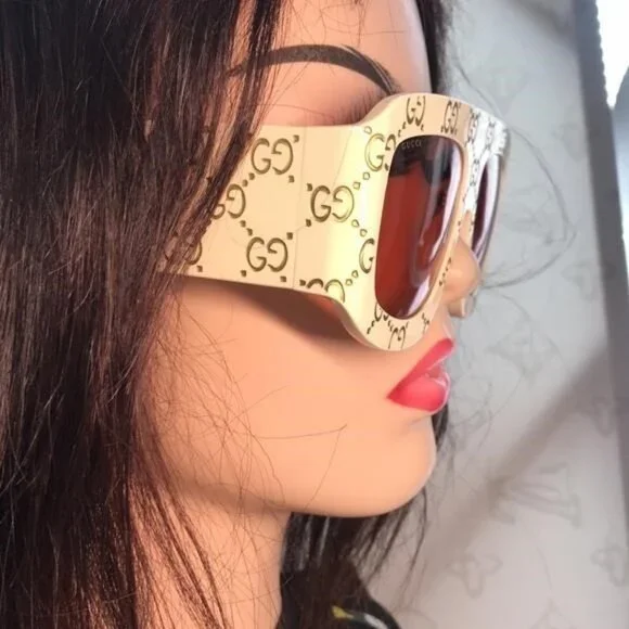 New Authentic Gucci Cream Sunglasses with Orange Lenses  display picture 3